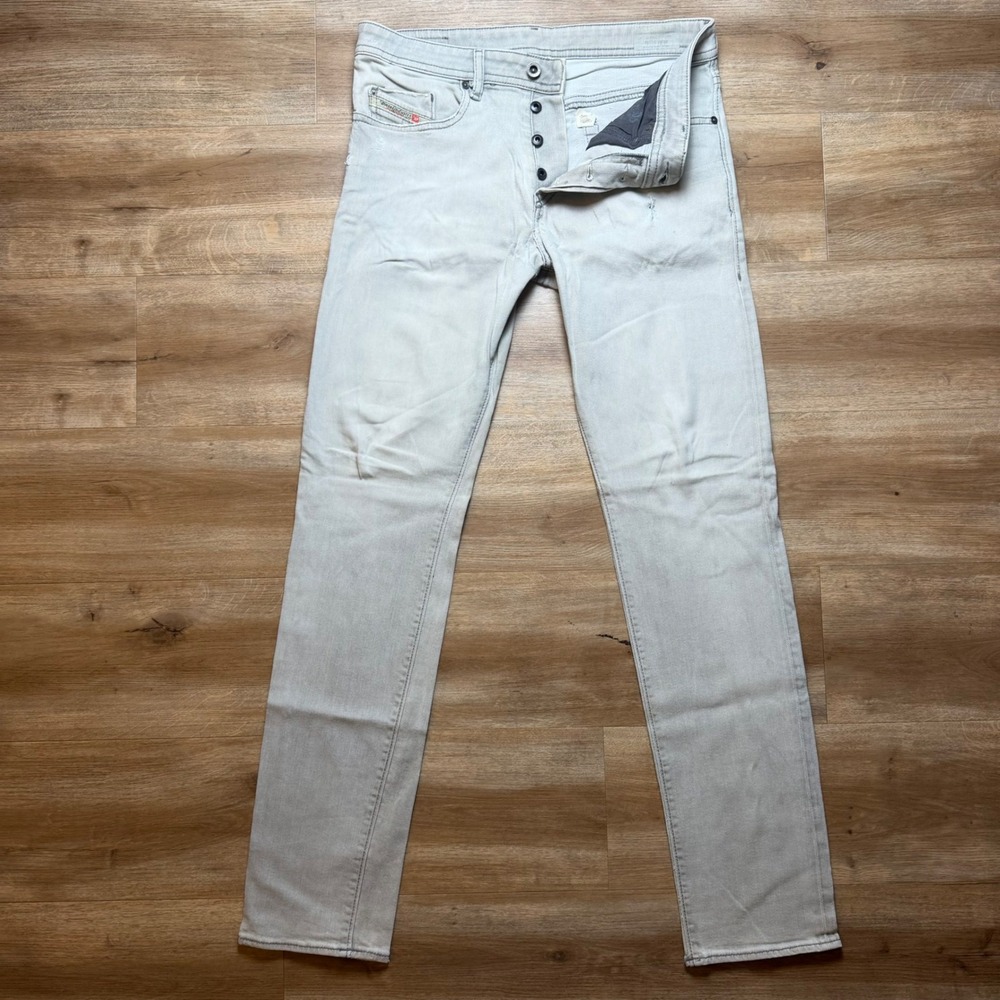 Diesel Buster Jeans‎ Mens 32x34 Light Grey Slim Tapered Button Fly Denim Pants